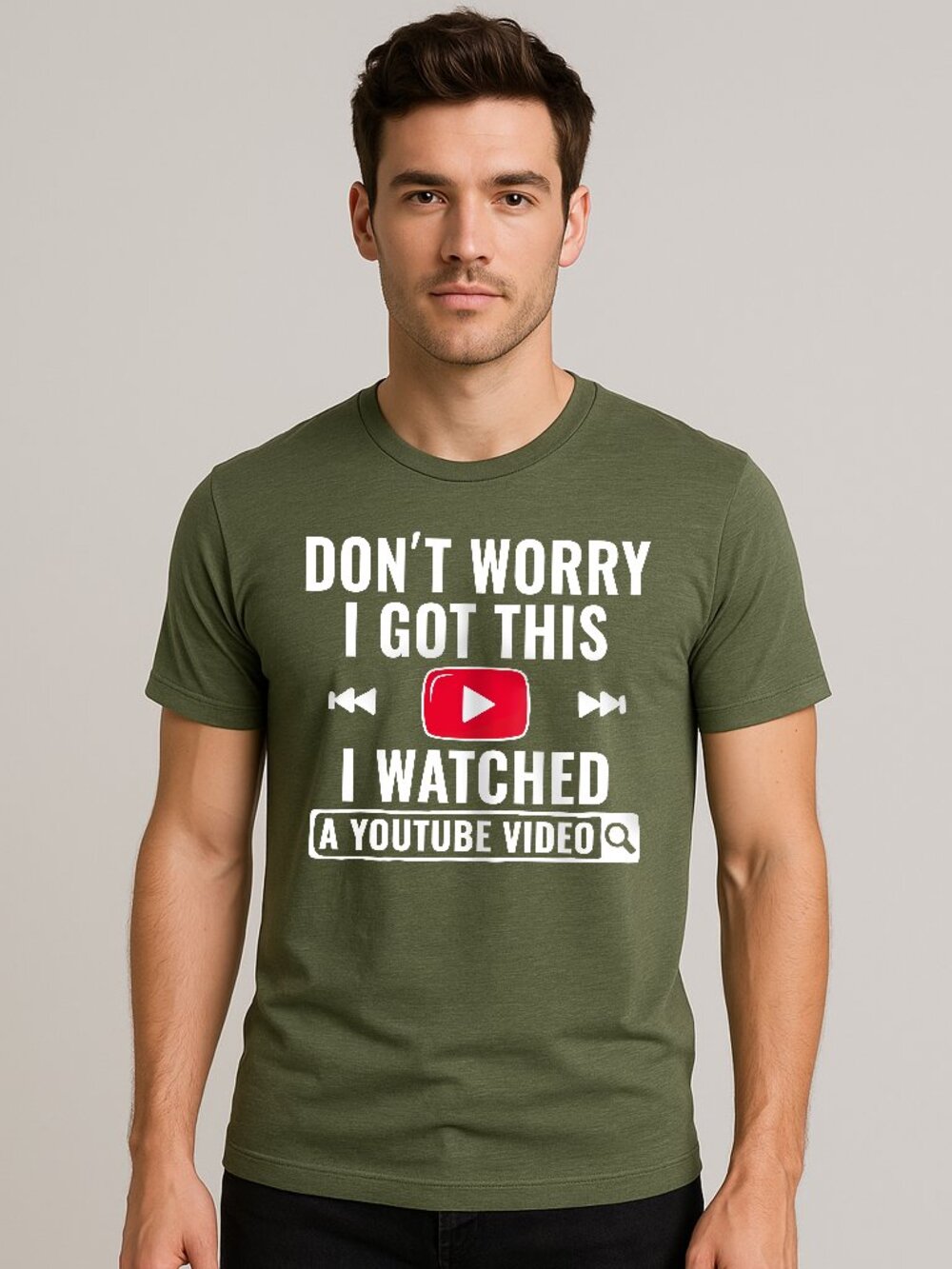 Men’s Dont worry I watched Youtube Video Funny Graphic T-Shirt Regular Fit - Picture 5 of 5